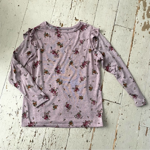 Lane Bryant Ruffle Cap Sleeves Floral Knit Top Popover - Picture 3 of 7